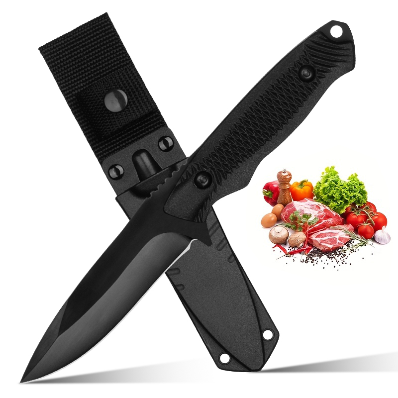 Bushcraft Knife Fixed - 1pc Black Fixed Blade Knife, High